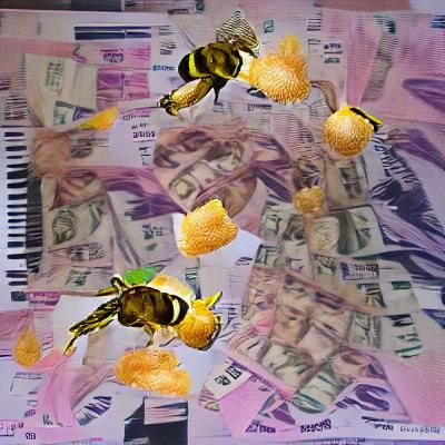 Cash money with bees honey