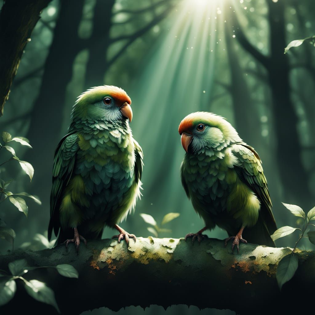 Young wild lovebirds in the jungle !