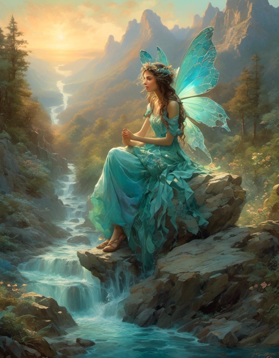 <lora:Pink Teal Surreal v4:1.0> A young female fairy, whimsi...