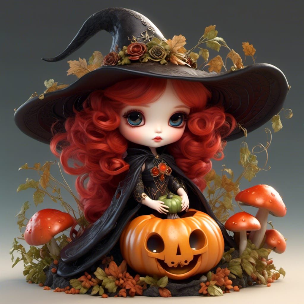 Witch big-eyed, big-headed chibi-style <lora:Enchanted:1.0> ...