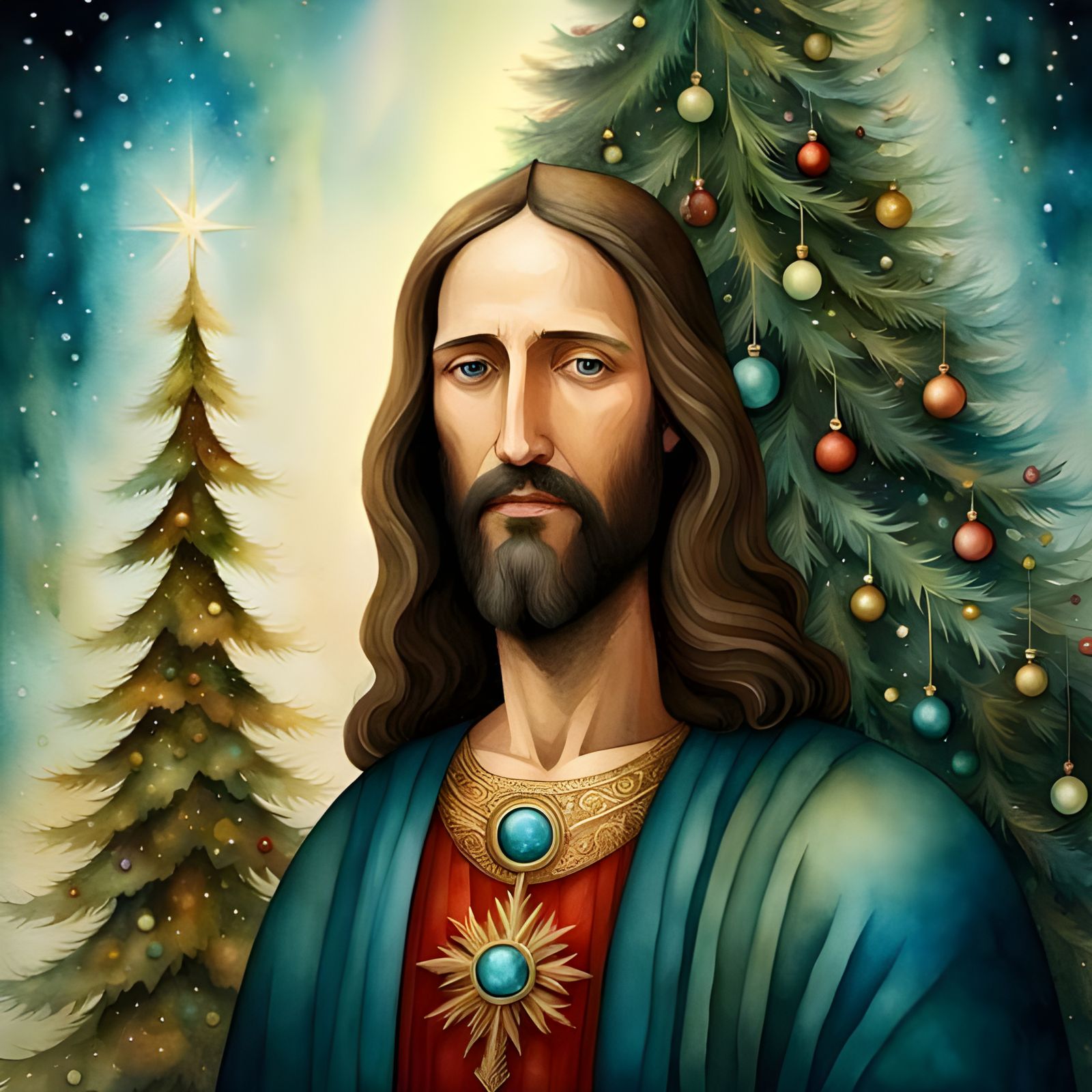 Jesus Christ and Christmas Trees AI Generated Artwork NightCafe Creator