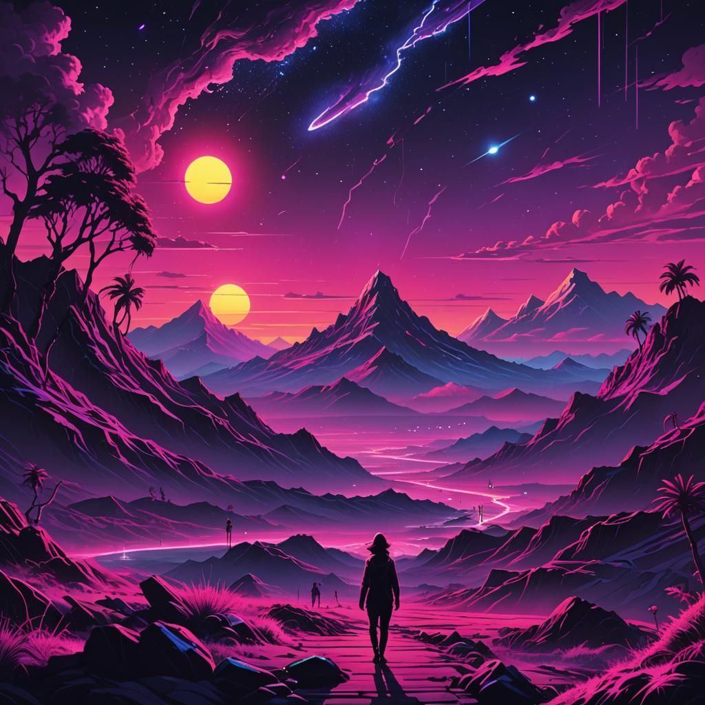 galaxies collide, worlds live and die/oceans swell and mountains soar/the Lady walks, the Shadow slinks/beauty in despair; enduring