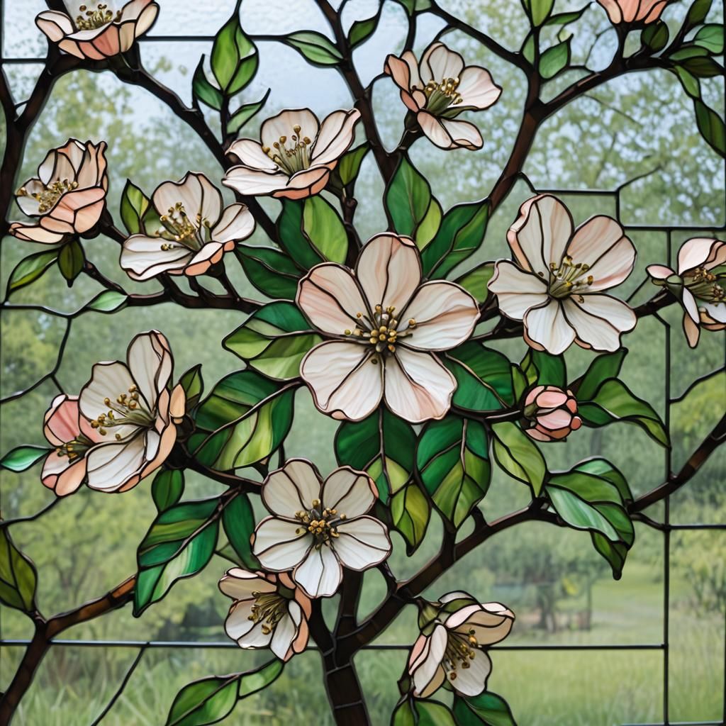 Stained glass apple blossom