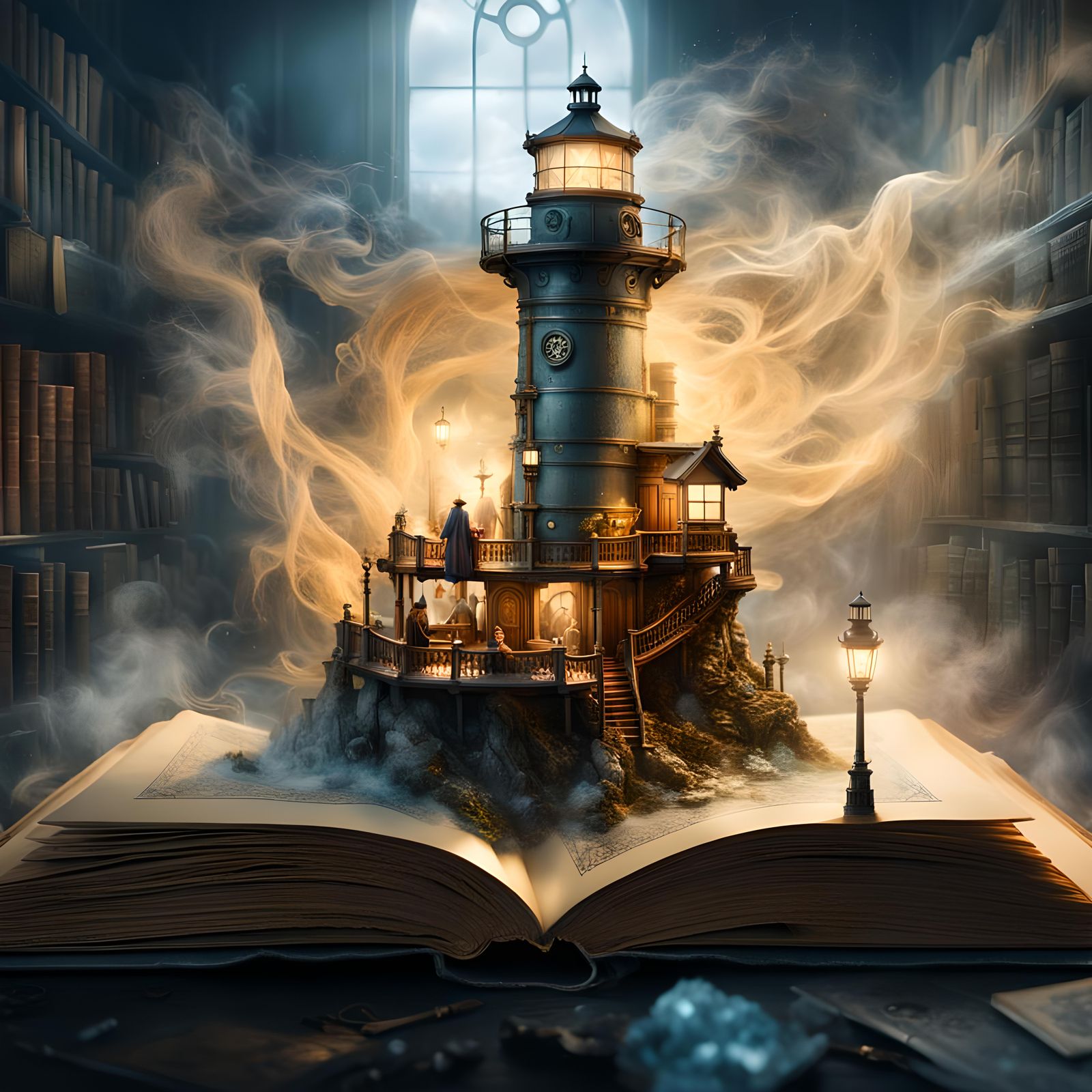 Steampunk lighthouse storybook  by @Laevos