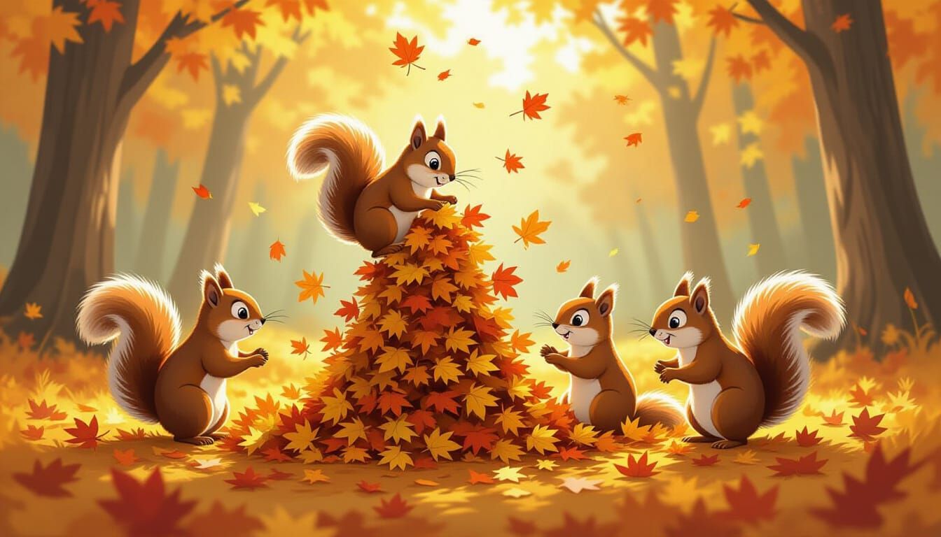 Playing in Autumn Leaves  by @Chillidip