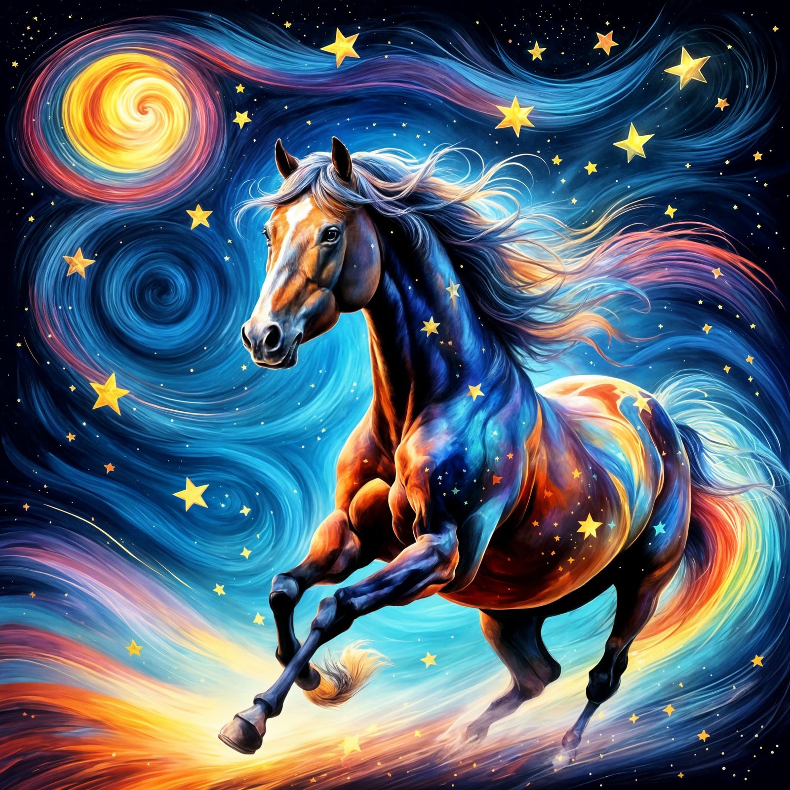 Celestial Horse Soars Through Cosmic Skies