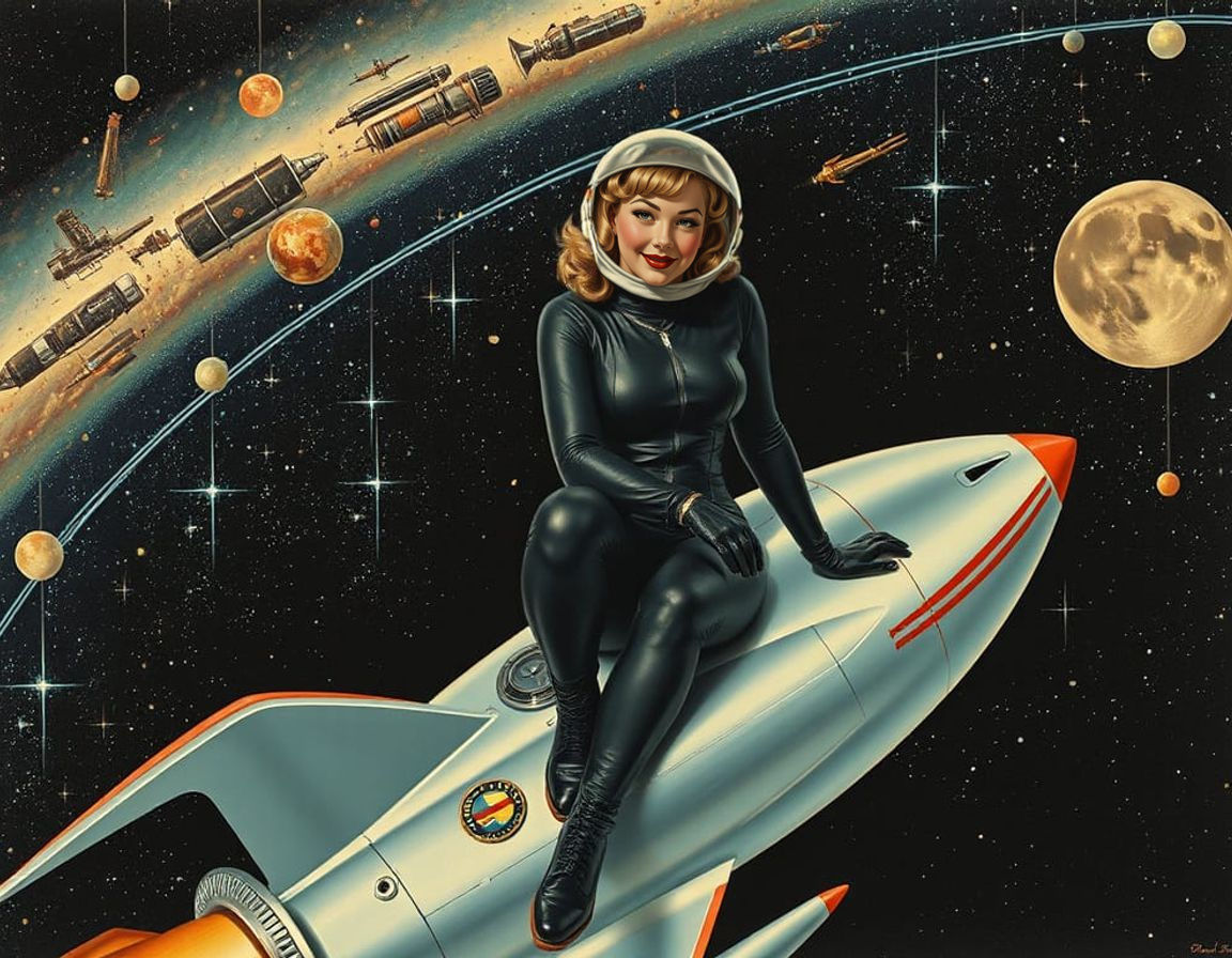 Astronaut sitting side saddle on a rocket  by @Night3rd