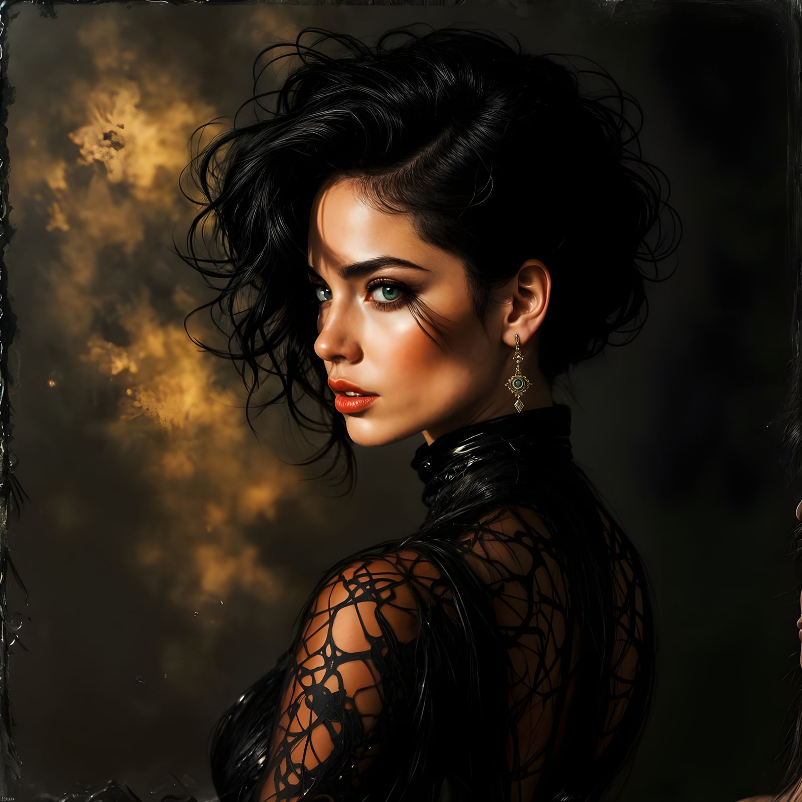 Mysterious Flamenco Dancer in Classic Film Noir Style