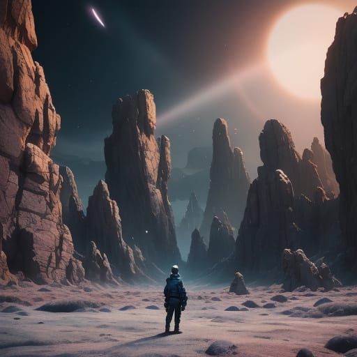 Lone Figure on Alien Planet, Cinematic Film Still