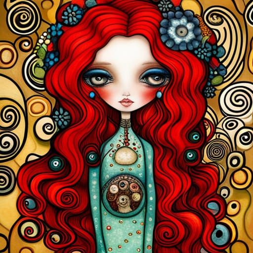 Gustav Klimt,
Jasmine Becket-Griffith,

Lady wearing an incr...