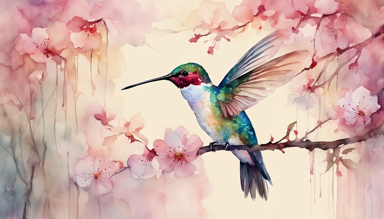 Peaceful Scene with Hummingbird  by @Mister