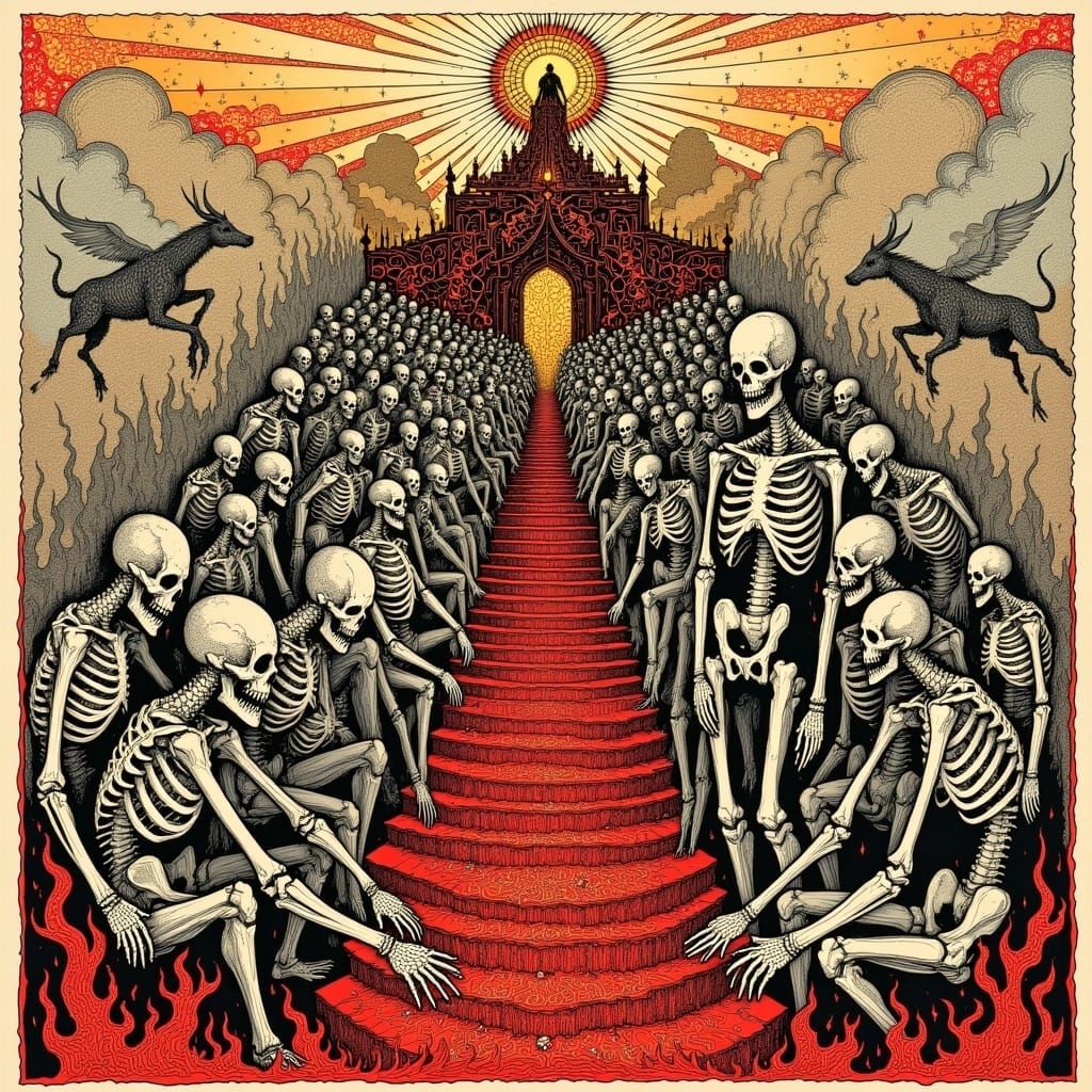 metal skeleton bones circus <lora:Goddess:1.0> 