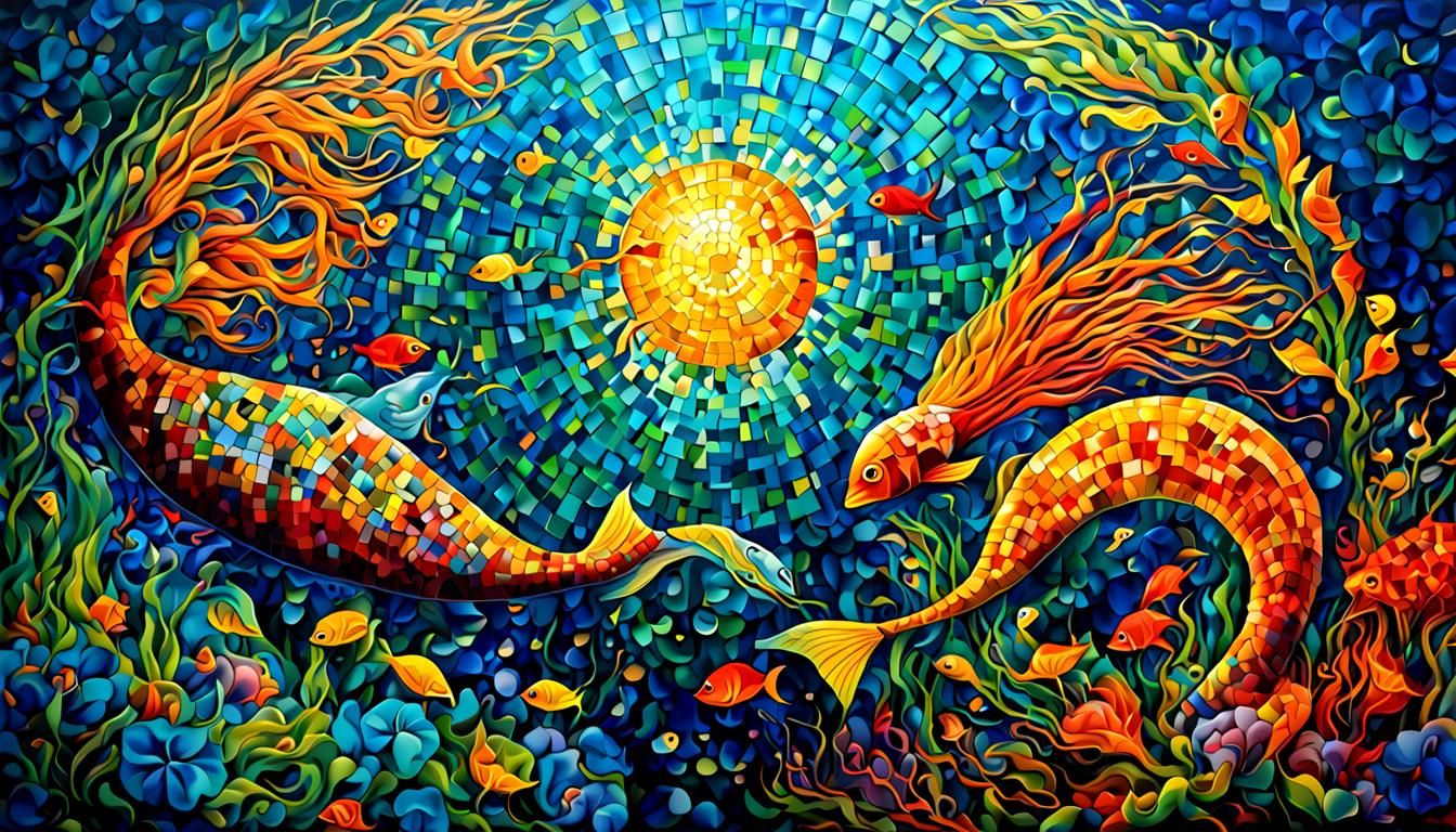 multicolored surreal social media presence of a couple portr...