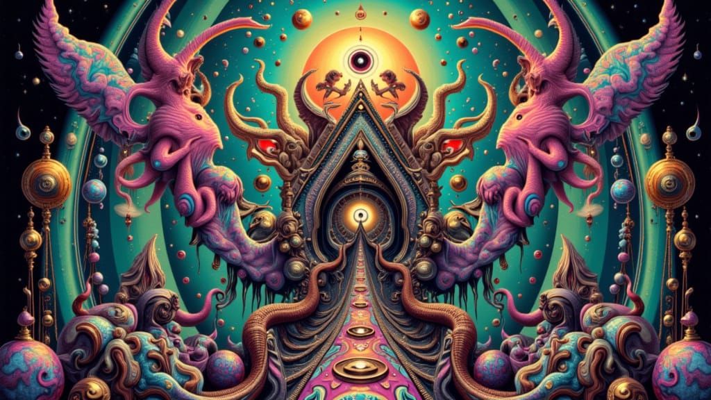 <lora:PsychedelicSpace:1.0> <lora:Cultus Triangulus:1.0>