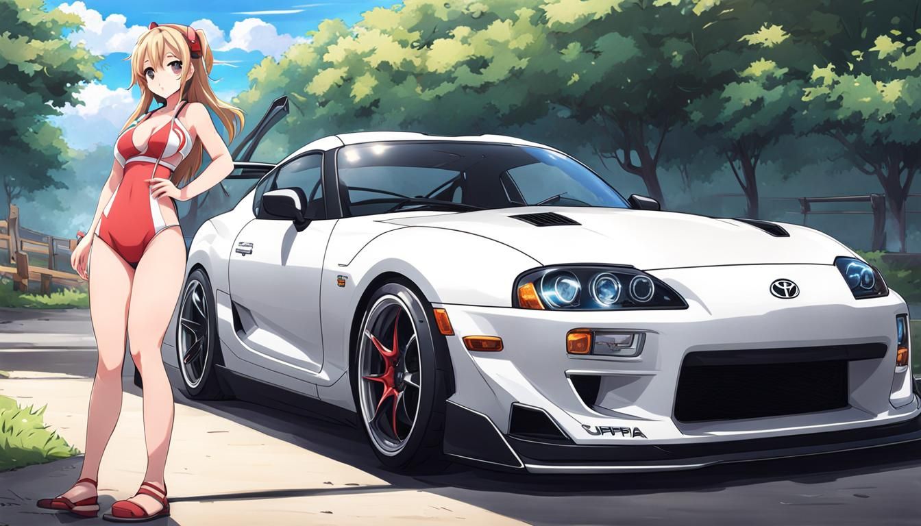 beautiful girl standing near a toyota supra - AI Generated Artwork -  NightCafe Creator