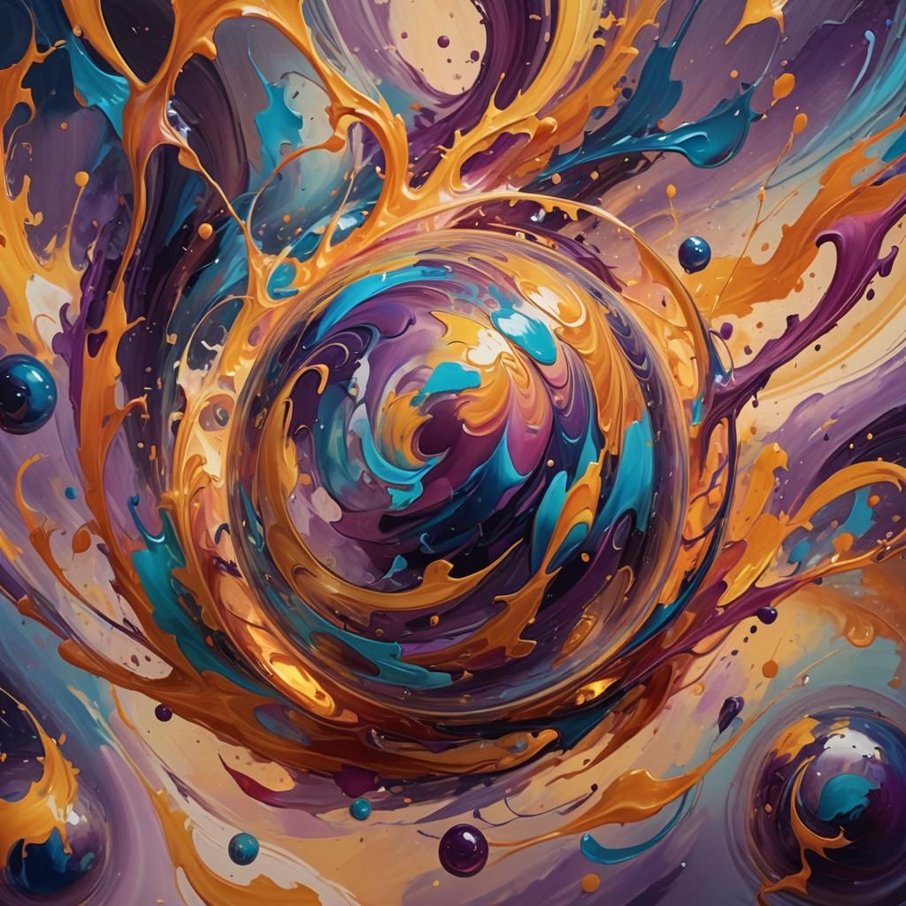Swirling Energy Ball in Abstract Expressionism
