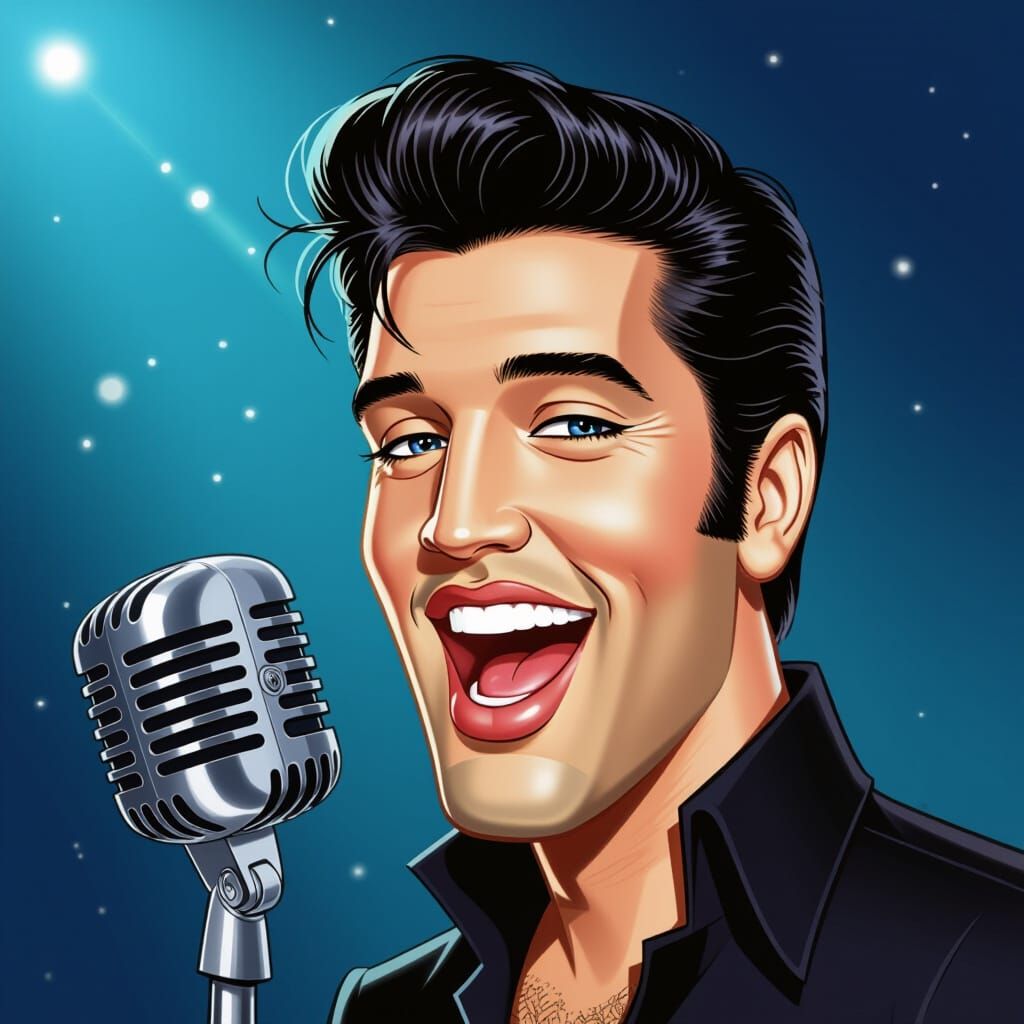 Elvis Presley as a caricature  by @Dragoneye