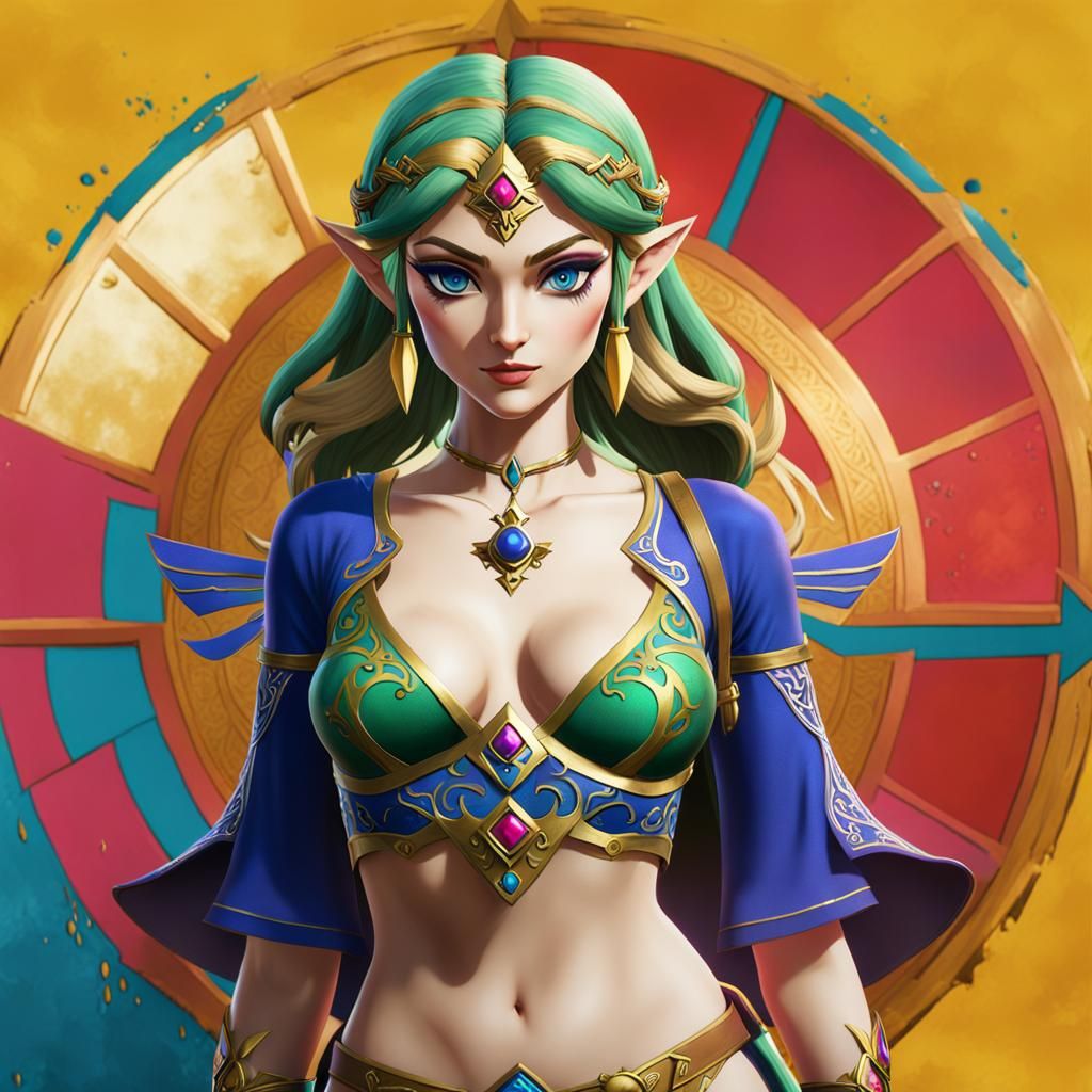 Princess Zelda, skimpy attire, bare midriff
