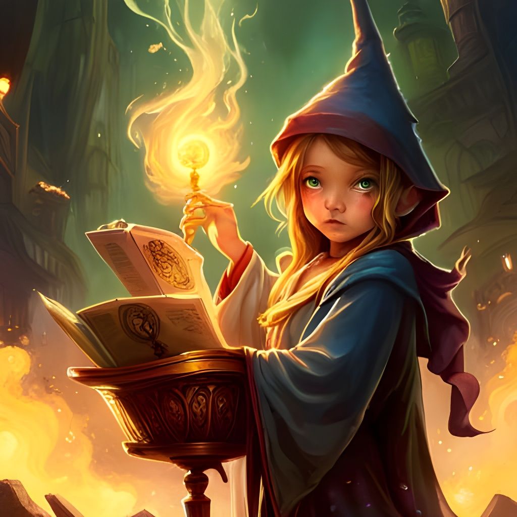 Tiny wizard casting a spell   by @Mr Doodle