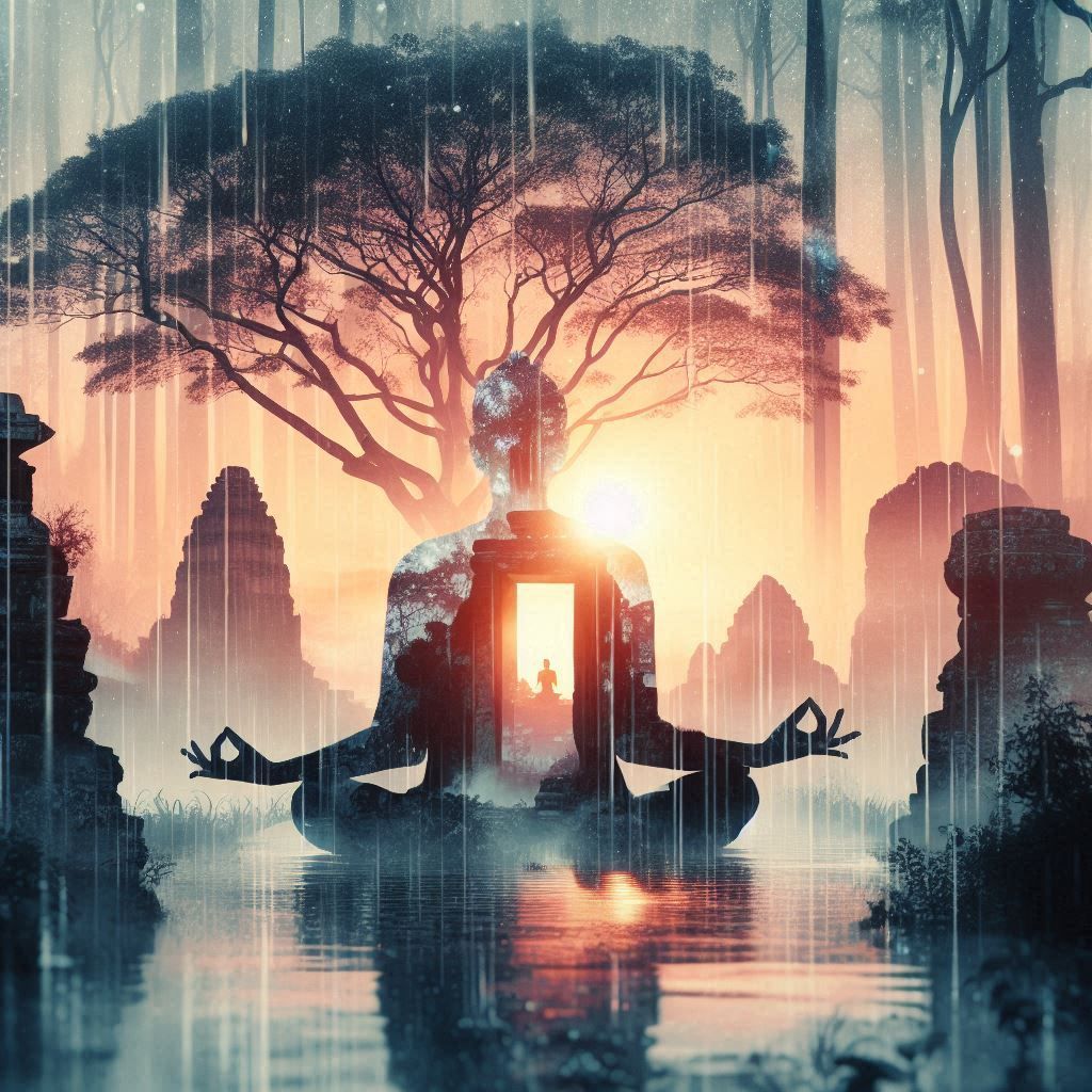 double exposure beautiful fantasy DALL-E 3 portrait landscap...