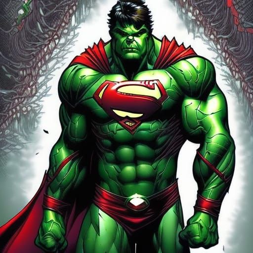 Hulk x superman green red