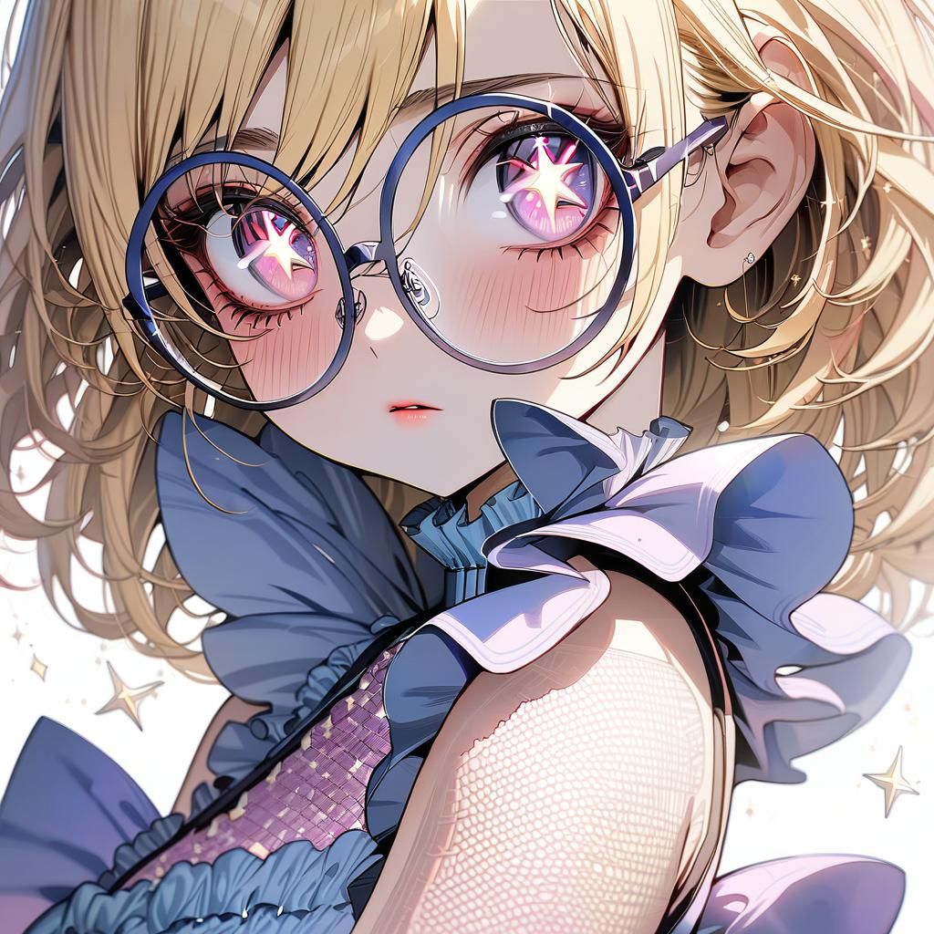 Anime Girl with Star Eyes and Lace Top