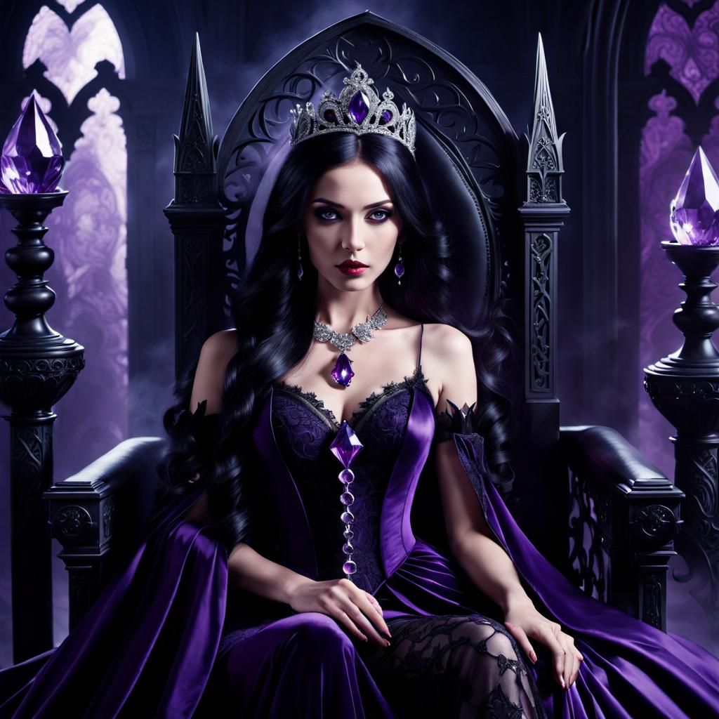A mysterious dark-haired princess with an intense gaze, who ...
