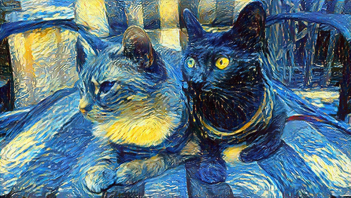 cats Van Gogh style