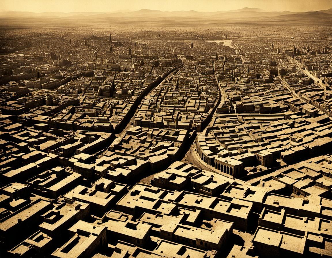 City of Damascus in 1000 AD, medieval ,gritty, grainy, lith ...
