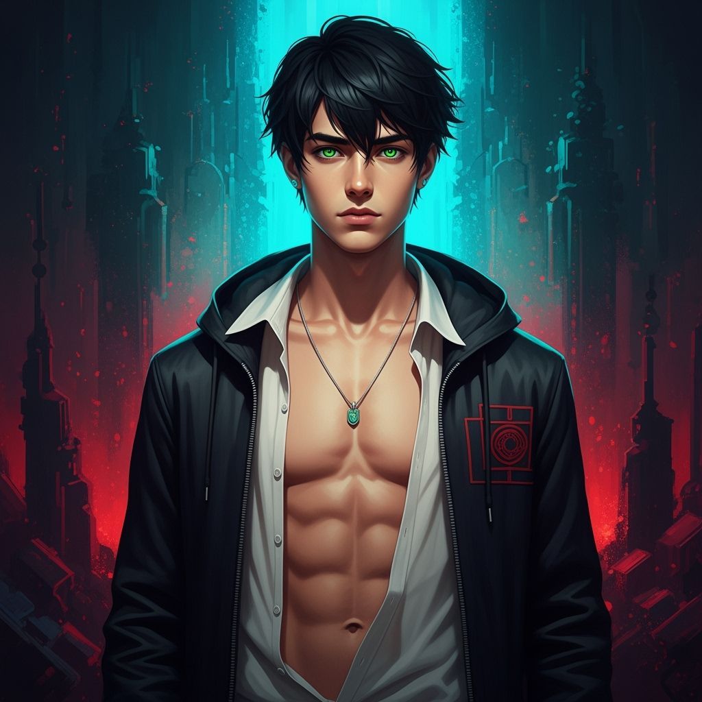 Green-Eyed Man: Fantasy Concept Art in 8k