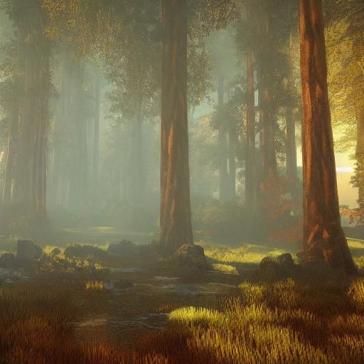 rural forest in golden hour