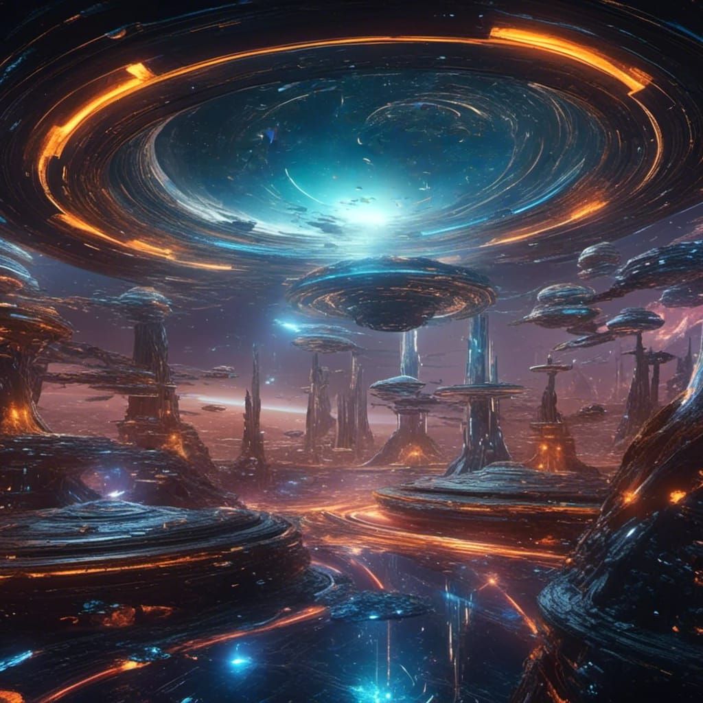 Neon Star Trek Enterprise in Outer Space