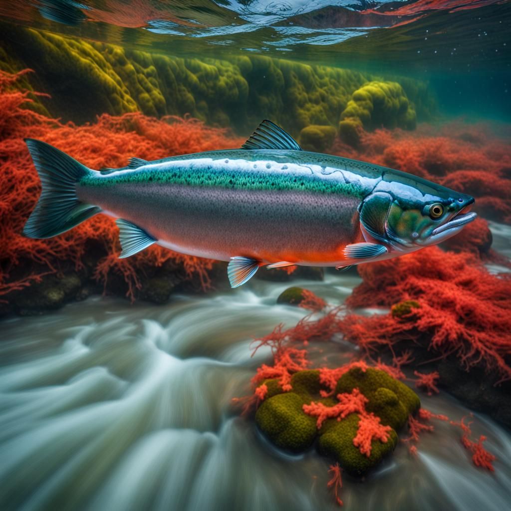 salmon in the water - AI Generated Artwork - NightCafe Creator