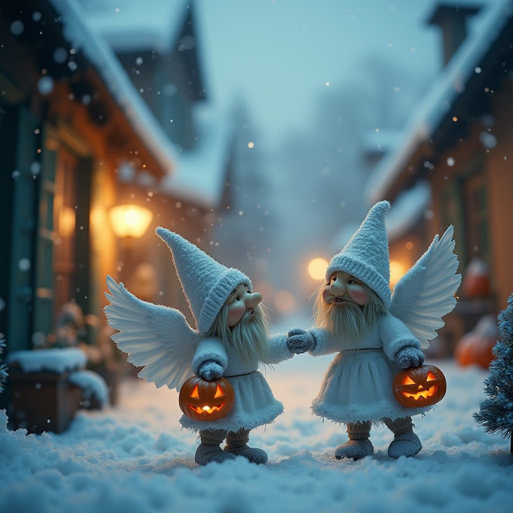 It’s daytime, and everything is covered in snow. Mysterious angels have descended to Earth and are joyfully playing in the snow. The setting...