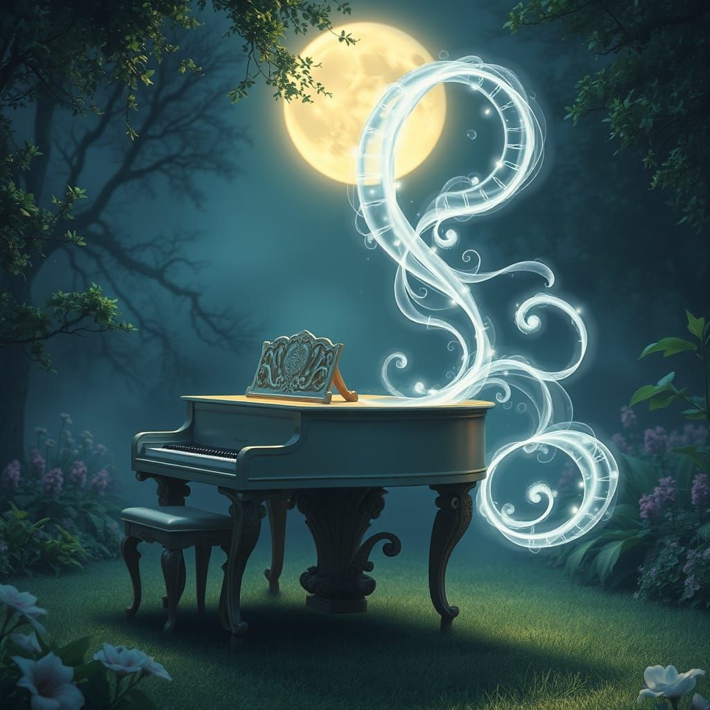 A piano makes a wish, A wish becomes a cloud, and then becomes a music note