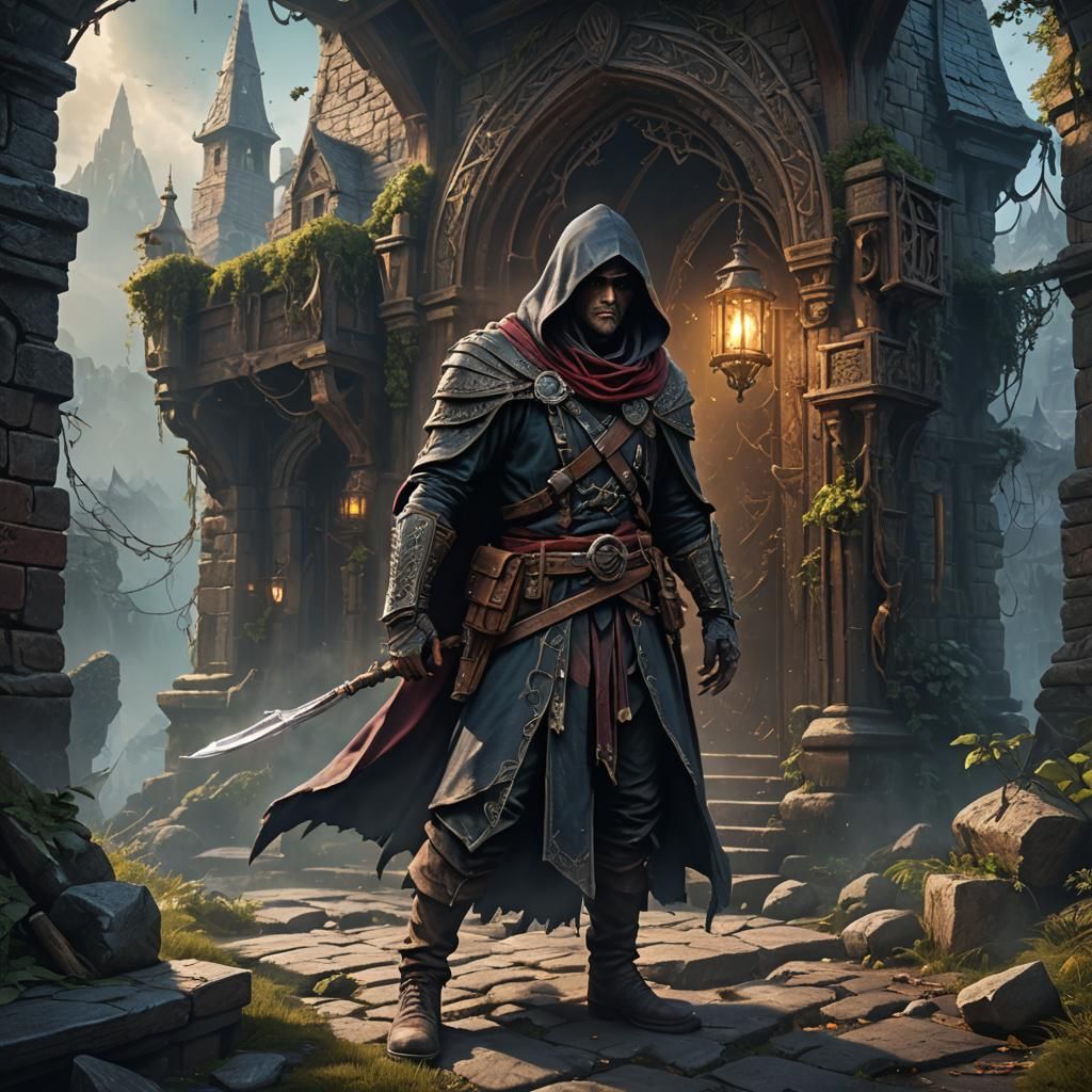 Mysterious Rogue and Magic Trap: Fantasy Concept Art