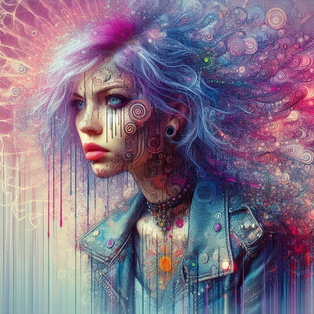 double exposure beautiful fantasy DALL-E 3 portrait landscape..