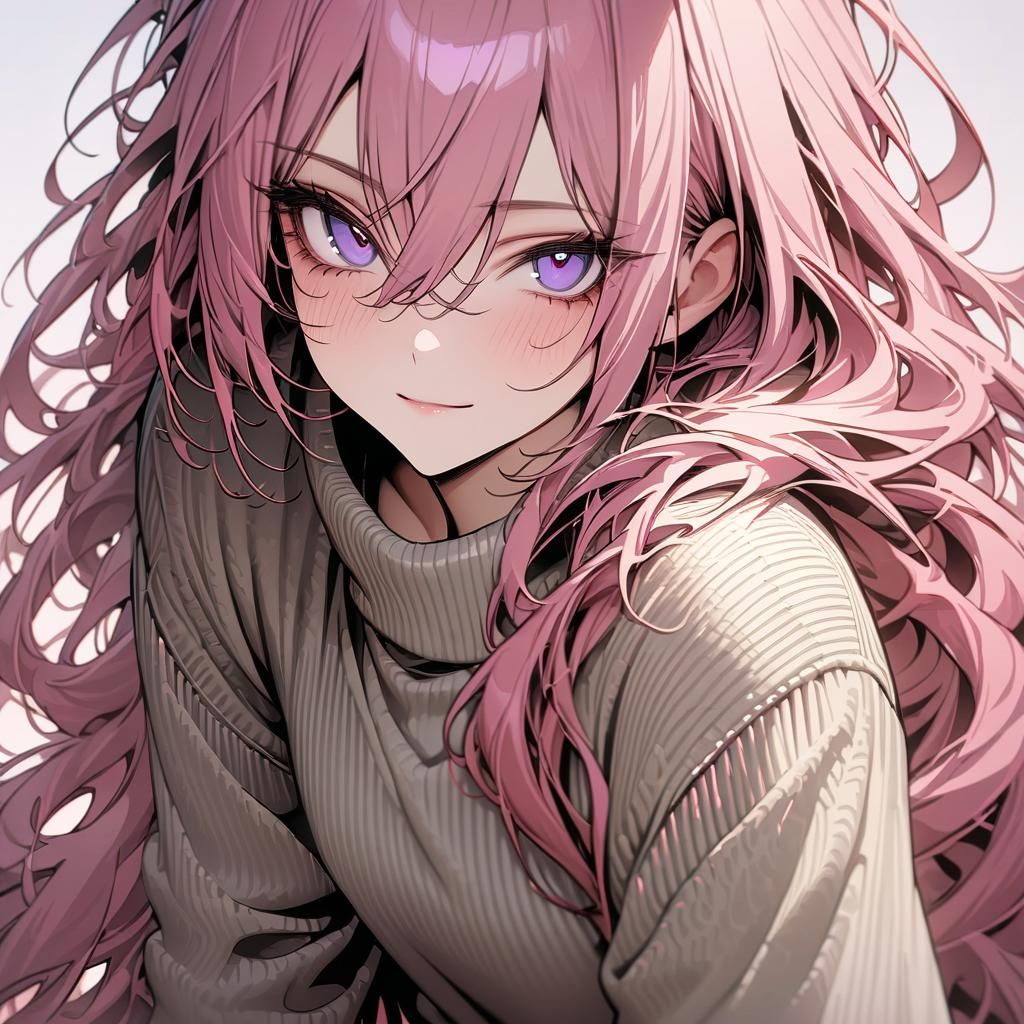 Close-up Portrait of a Pink-Haired Girl