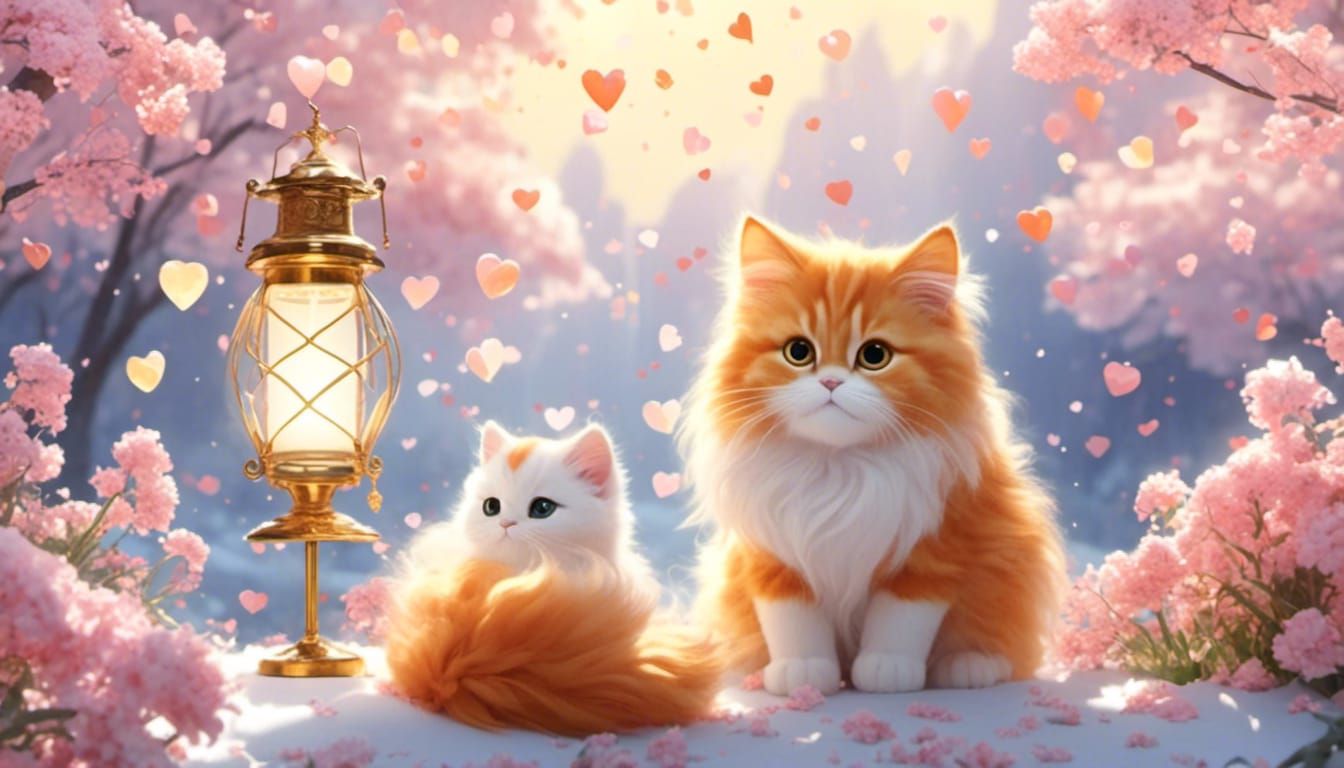 <lora:eye:1.0>  cute, fluffy ginger cats,chibi cat sitting o...