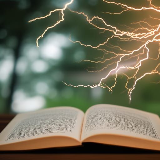 lightning strikes an open book