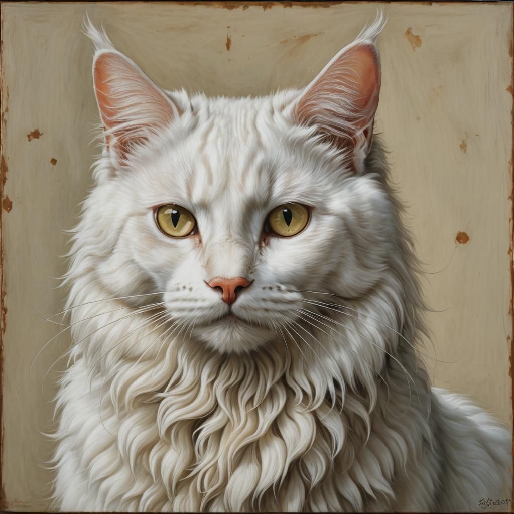 Albrecht Dürer Style White Cat - AI Generated Artwork - NightCafe Creator