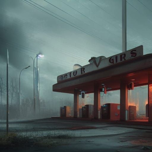 Abandoned old gas station