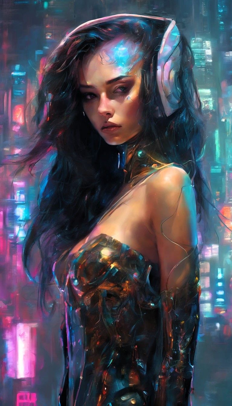 (Cyberpunk Game art style) Woman 2