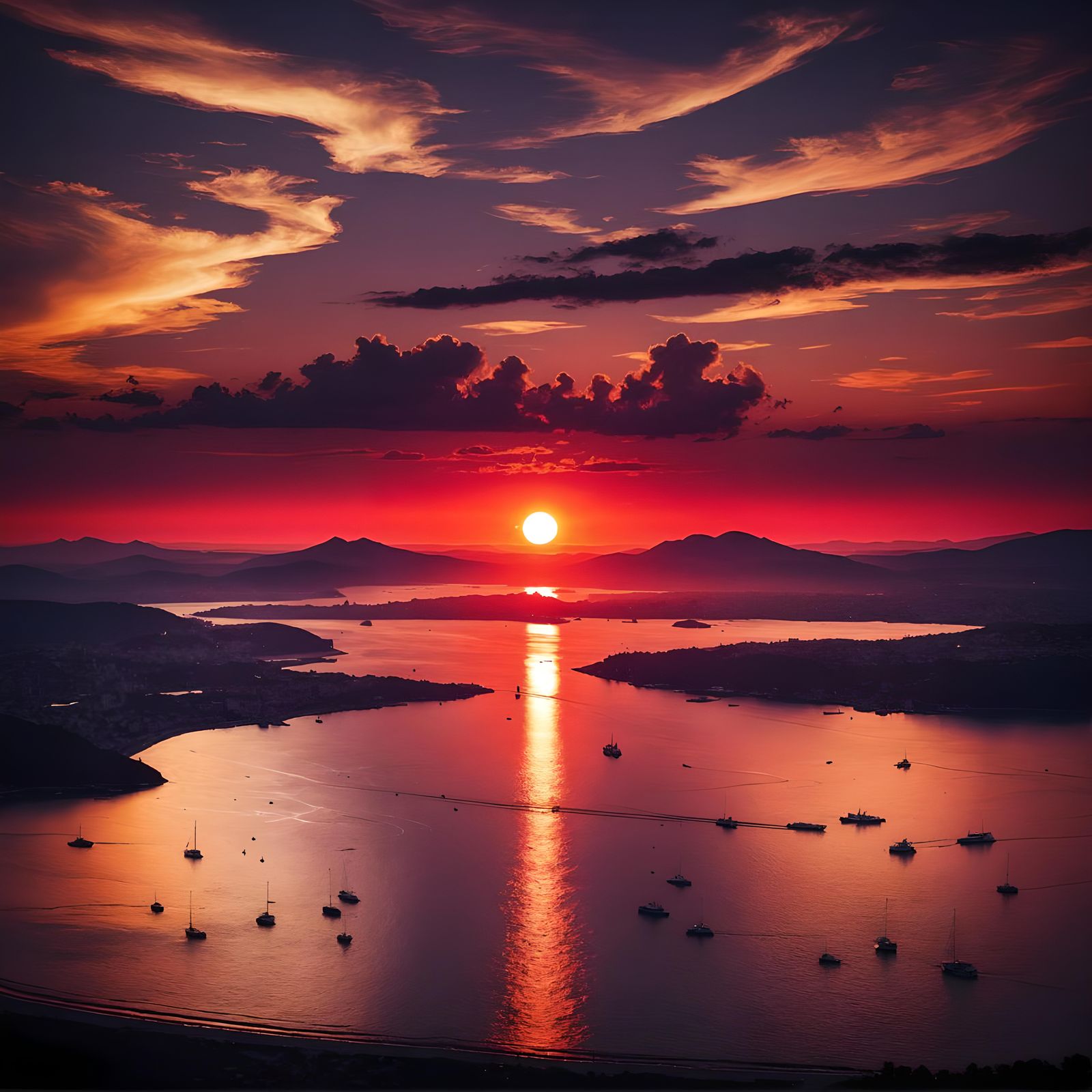 Sunset OverThe Bay - AI Generated Artwork - NightCafe Creator