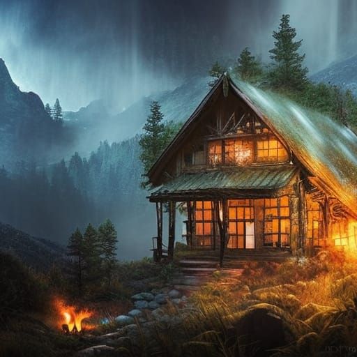 cabin deep in the mountains  by @Steven