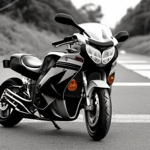 Hayabusa bike. road background.