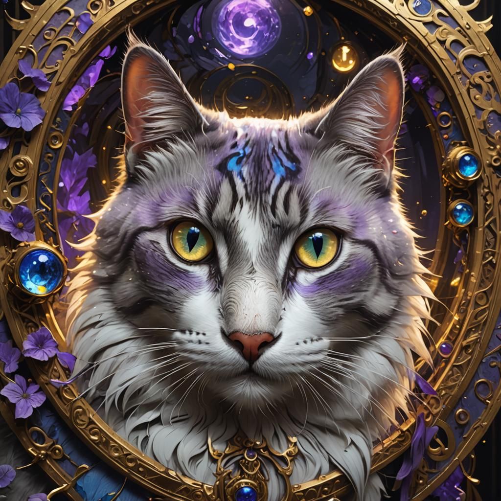 A cat with one blue eye and one white eye