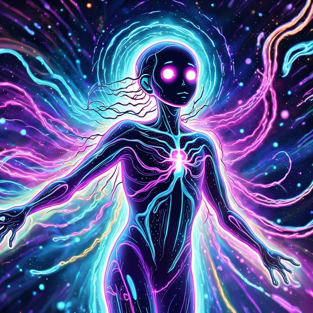 stickman bovver ghost 8k resolution holographic astral cosmic illustration mixed media by Pablo Amaringo