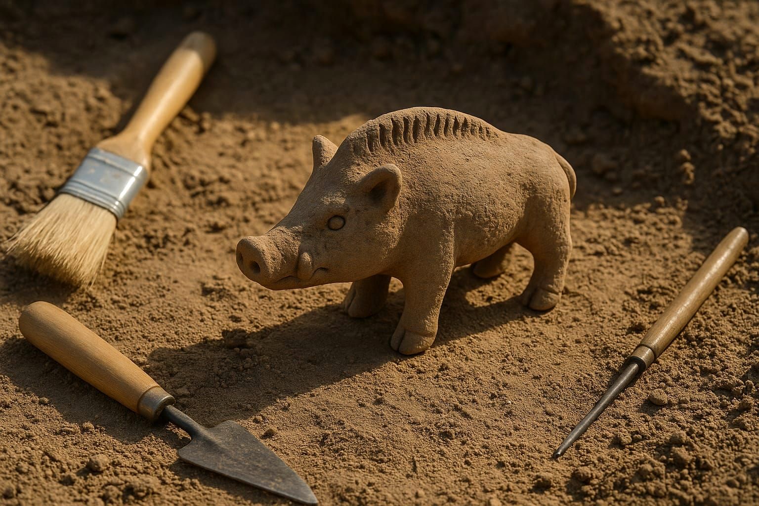 Prehistoric Idol on Excavation Site