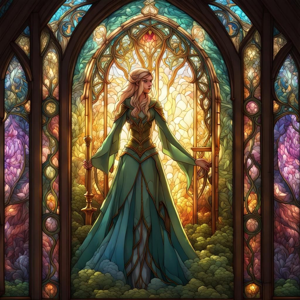 Fantasy-stained glass window